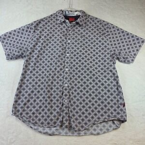 Michael Strahan Collection Mens 3X Button Down Shirt Geometric Diamond Navy Red